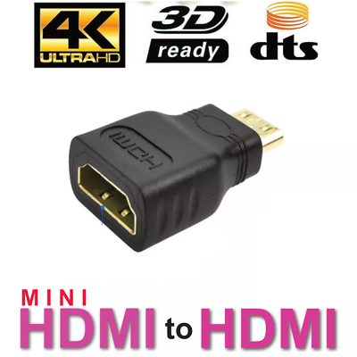 #ad 10 x Mini HDMI Male to Standard HDMI Female Adapter Gold Plated HDTV 4K 1080p 3D $11.49