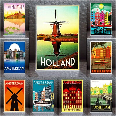 #ad ACRYLIC Fridge Magnets Netherlands souvenir Retro Vintage Art Gift 2x3quot; SET 1 US $3.98