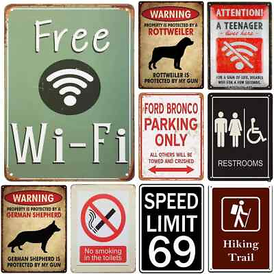 #ad Free Wifi Warning Metal Signs Cafes Bars Pubs Shop Wall Decorative Retro Signs $17.99
