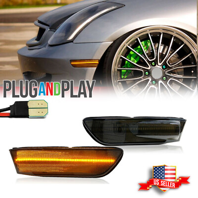 #ad For 03 07 Infiniti G35 Coupe Amber LED Front Bumper Side Marker Light Smoke Pair $24.99