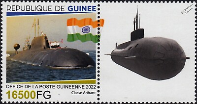#ad Indian Navy INS ARIHANT Class SSN Attack Submarine Warship Stamp 2022 Guinea GBP 2.29