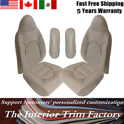 #ad Replacement 99 2000 For Ford F250 F350 Driver amp; Passenger Leather Seat Cover TAN $106.99