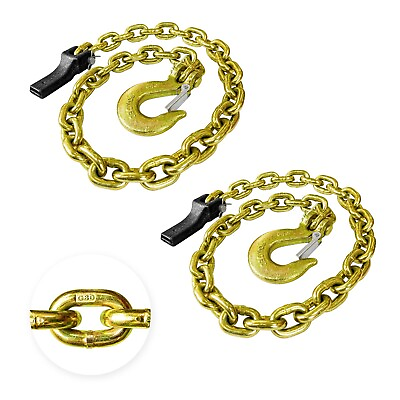 #ad 2 Pack Grade 80 Trailer Safety Chain 35 Inch with 5 16#x27;#x27; Clevis Snap Hook $39.19
