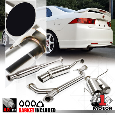 #ad SS Dual Muffler 4.5quot; Tip Catback Exhaust System for 04 08 Acura TSX CL9 K24A2 $266.85