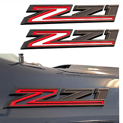 #ad 2 OEM Z71 Emblems Fender Badges for Silverado 84632695 Black Red 2019 22 $39.05