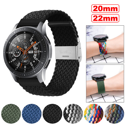 #ad Braided Nylon Watch Strap with Buckle Elastic Loop Woven Sports Band 20mm 22mm $9.59
