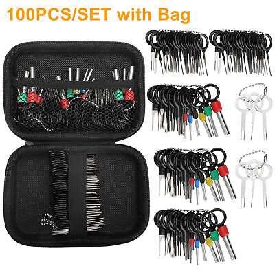 #ad 100pcs Pin Ejector Wire Kit Extractor Connector Puller Car Terminal Removal Tool $14.48