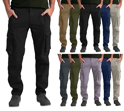 #ad Mens Cargo Stretch Pants Classic Fit Straight Leg Outdoor Work Regular Fit Pants $23.79