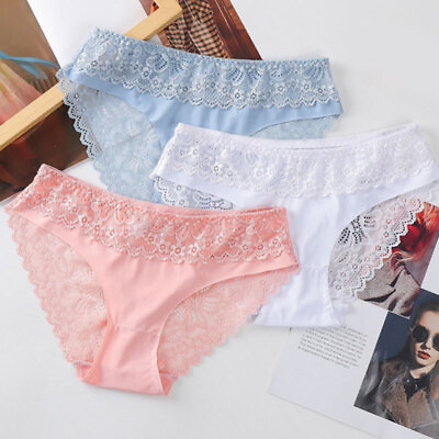 #ad Seamless Underwear Sexy Lace Lingerie Knickers Ice Silk Panties Briefs Women↷ $2.06