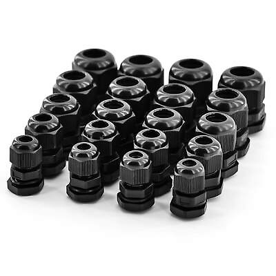 #ad 20 Pieces Cable Glands Joints Nylon Plastic IP68 Waterproof Adjustable 3.5 13mm $11.96