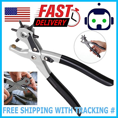 #ad Heavy Duty Leather Hole Punch Tool Multi Size Plier for Belt Collar Strap Fabric $6.99