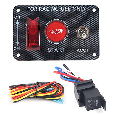 #ad Universal Ignition Engine Start Push Starter Button Panel Toggle Switch 3 stage $17.96