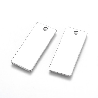 #ad 50pcs 304 Stainless Steel Tag Pendants Rectangle Stamping Blanks Charms 38x16mm $17.43