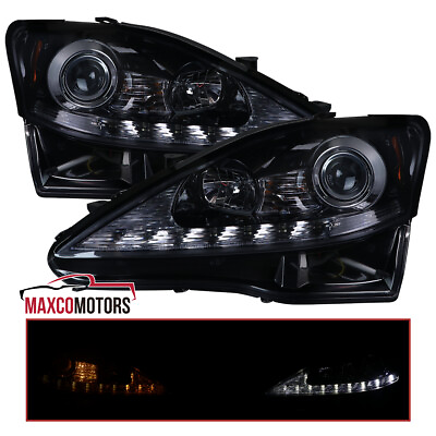 #ad Smoke Projector Headlight Fits 2006 2010 Lexus IS250 IS350 Sequential LED Signal $332.49