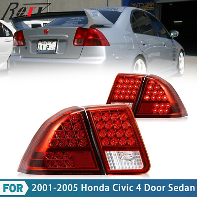 #ad for 2001 2002 2003 2004 2005 Honda Civic 4 Door Sedan LED Tail Lights Lamps Red $138.99