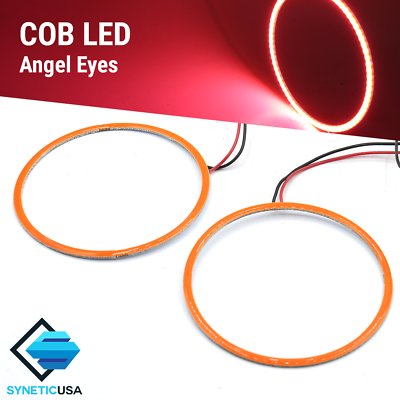 #ad 1 Pair Angel Eyes COB Halo Ring Red 60mm 130mm LED Light Headlight Fog Housing $15.79