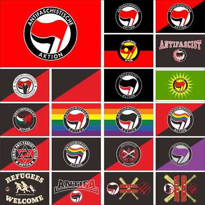 #ad Antifasistische Aktion Flag 3X5FT Accion Antifascista Anti Homophobia Action $45.00