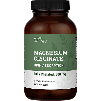 #ad Earth Harmony Pure Chelated Magnesium Glycinate 500 mg 120 Capsules $17.95