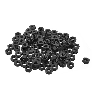 #ad 50 100PCS Nylon Hex Full Nuts Hexagon Fastener Plated Standard Metric Thread $6.69