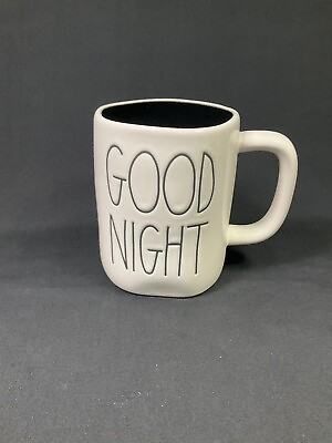 #ad Rae Dunn Mug Coffee Cup White amp; Black Inside Large Coffee Cup GOOD NIGHT $9.28