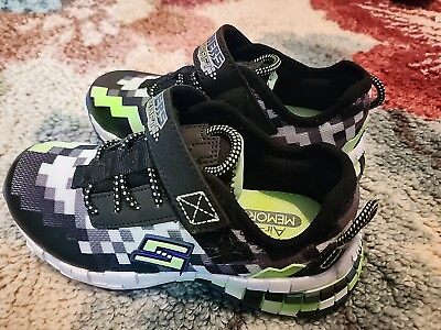 #ad NEW Skechers Boys Shoes Minecraft Sneakers Mega Craft Black Green Boys Size 13 $25.99