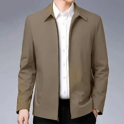 #ad #ad Casual Business Autumn Spring Jackets Outwear Top Men#x27;s Zipper Lapel Collar Coat $20.45