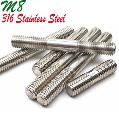 #ad M8 40 150mm Metric 316 Stainless Steel Double End Threaded Stud Bolts Screws Rod $6.75