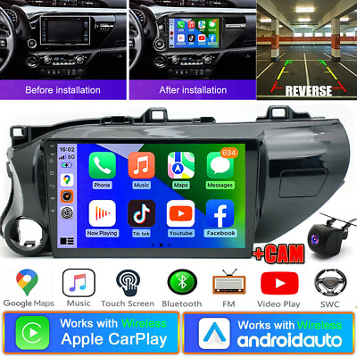 #ad For TOYOTA Hilux 2016 2018 Android 13 Car Stereo Radio Apple CarPlay GPS Navi FM $147.43