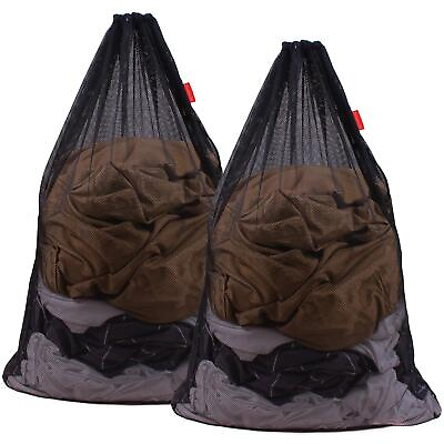 #ad 2 Pack Large Mesh Laundry Bags with Drawstring Closure for Delicates Garments $15.58