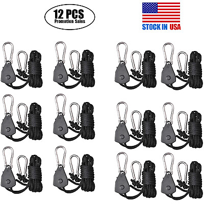 #ad 12PCS Rope Hanger Adjustable Yoyo Grow Light Pulley System for Fluorescent Light $30.50