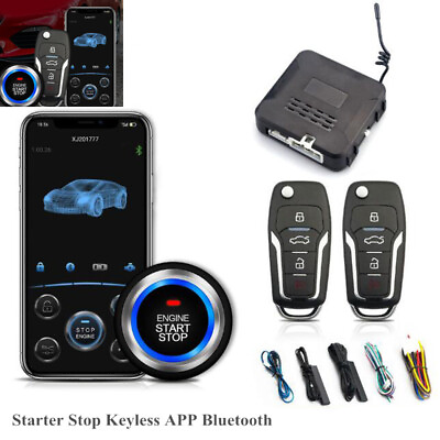 #ad Auto Keyless Entry Engine Start Alarm System Push Button Remote Starter Stop×1 $79.89