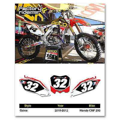 #ad 2010 2013 HONDA CRF 250 Dirt Bike Graphics Motocross Custom Number Plates GEICO $58.95