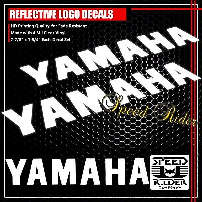 #ad 8quot; LEFTRIGHT FAIRING FUEL TANK STICKER REFLECTIVE VINYL DECAL FOR YAMAHA WHITE $12.95