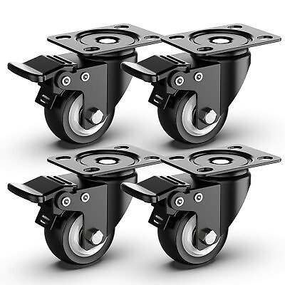 #ad 4 Pack 3 Inches Caster Wheels Locking Casters with Brake Swivel Plate Casters $32.99