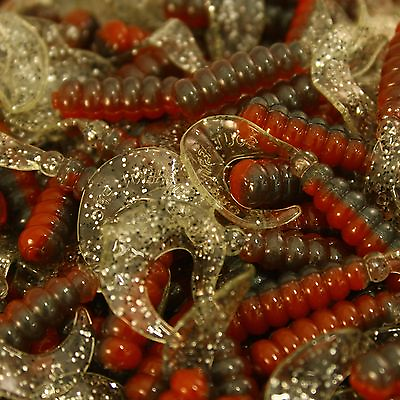 #ad 2quot; Bleeding Shad Hot Grubs Twister Tails Crappie Walleye Bass Fishing Lures $7.99