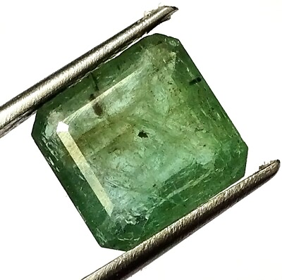 #ad 4.00 Carat Natural Untreated Faceted Zambian Emerald 10X10 MM Square Gemstone $33.00