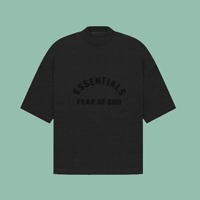 #ad Fear Of God Essentials Short Sleeve Tee Jet Black Sizes L XL $46.99