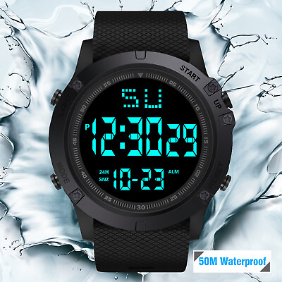 #ad Men Waterproof Digital Sports Watch Military Tactical LED Backlight Wristwatch $6.39
