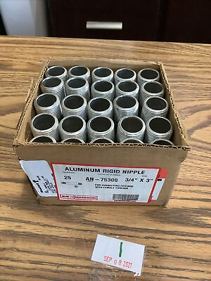#ad Lot of 25 Aluminum Rigid Nipple AN 75300 3 4” x 3” $220.00