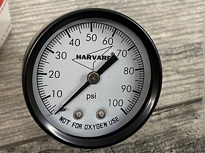 #ad HARVARD Pressure Gauge 0 100 PSI Back Mount Brass 1 4quot; 2” steel case $14.99