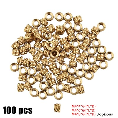 #ad 100PCS Threaded Insert Self clinching Nut Brass Internal Thread Knurled $10.23