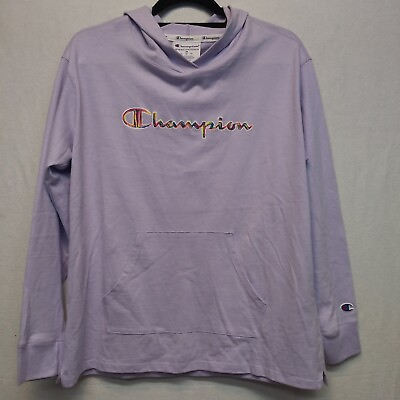 #ad Champion Shirt Womens Long Sleeved Lilac Hooded Size M 15763 $17.99