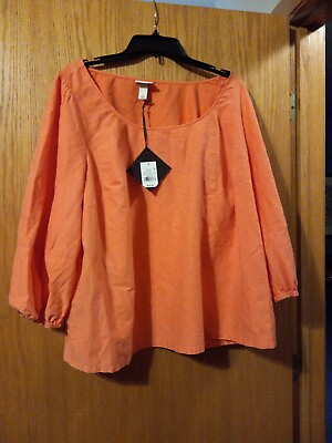 #ad Ava amp; Viv Long Puffed Sleeve orange top Blouse sz 2X And 3X Avail New NO Tags $17.98