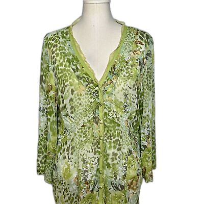 #ad Marks and Spencer Per Una Green Boho Floral Sheer Lightweight Blouse Size 18 $28.00