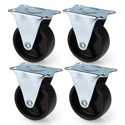 #ad 4pcs Fixed Caster Wheels Non Swivel Caster Wheels 2 inch Rubber Black Caster... $12.68
