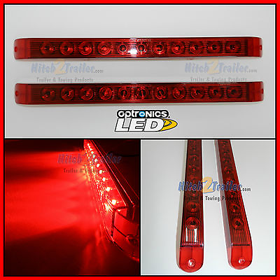 #ad 2 Submersible Red 11 LED Stop Brake Turn 17quot; Truck Trailer RV Car Tail light Bar $29.99