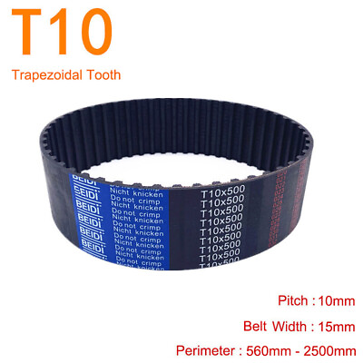 #ad T10 Synchronous Belt Pitch 10mm Rubber Timing Belt Close Loop Width 15mm for 3D $80.89