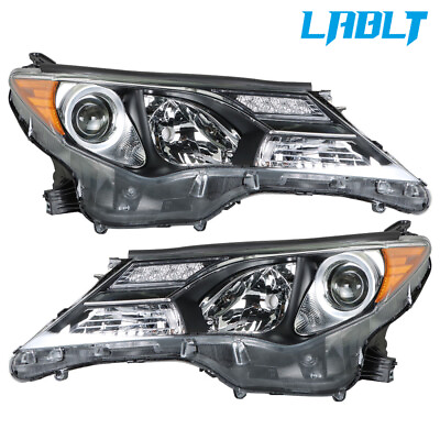#ad LABLT Leftamp;Right Headlights Black Halogen Headlamps For 2013 2015 Toyota RAV4 $124.47