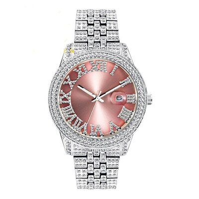#ad 3AAA Rhinestones Ice Out Hip Hop Stainless Steel Quartz Women#x27;s Watch 43MM $94.99