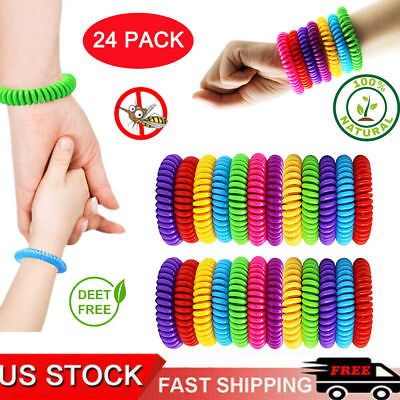 #ad 24 Pack Anti Bug Insect Pest Repellent Bracelet Wrist Band Natural Protection US $10.33